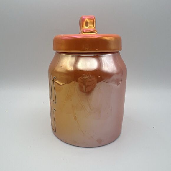 New Rae Dunn Hocus Pocus Orange Iridescent Baby Halloween Canister Cookie Jar - Picture 2 of 6